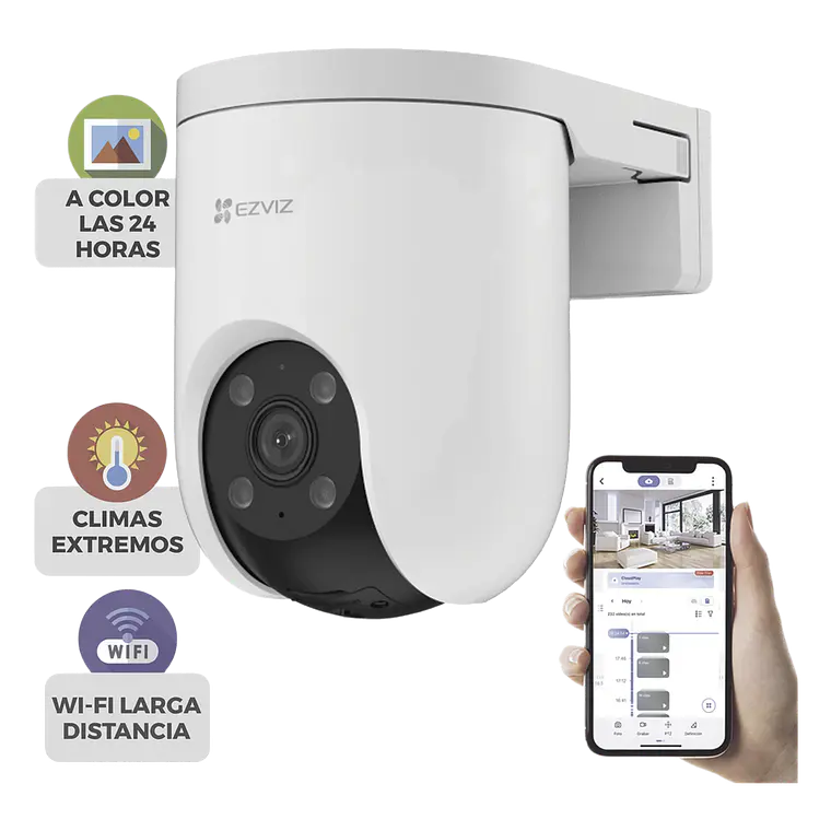 Camara Ezviz PT, 8 Megapixeles, Wi-Fi, Audio De Dos Vias, Vision Nocturna a Color,  360°,  Detección Humana, Auto Seguimiento, IP65, Modelo: CS-H8C/8MP 1