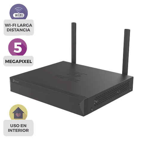 NVR Ezviz 3K, 5 Megapixeles, Para 4 Camaras, Wi-Fi, H.265, 8TB, Salida HDMI-VGA, ONVIF, Modelo: CSX5S/4W