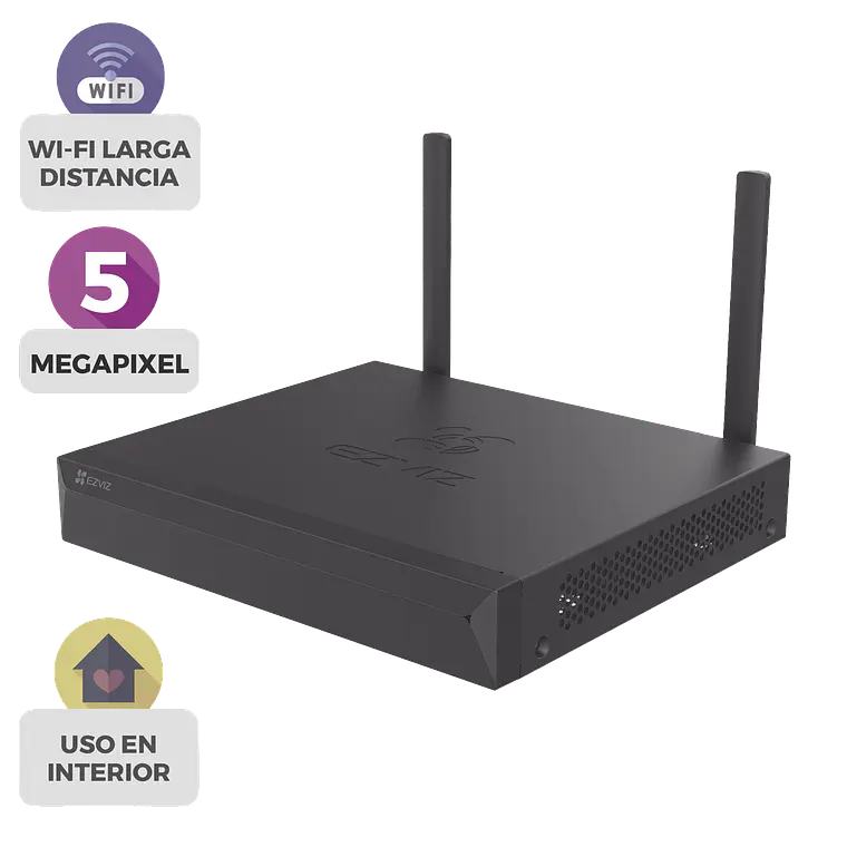 NVR Ezviz 3K, 5 Megapixeles, Para 4 Camaras, Wi-Fi, H.265, 8TB, Salida HDMI-VGA, ONVIF, Modelo: CSX5S/4W 1