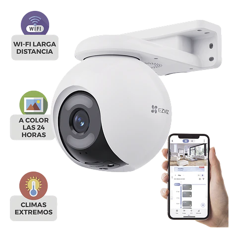 Camara Ezviz, PT, Wi-Fi, Patrol, ColorFULL Vision Nocturna, Resolucion 4MP, 360°, Deteccion Humana/Vehiculo AI, Modelo: CS-H8X