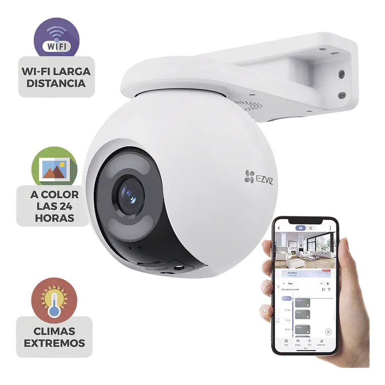 Camara Ezviz, PT, Wi-Fi, Patrol, ColorFULL Vision Nocturna, Resolucion 4MP, 360°, Deteccion Humana/Vehiculo AI, Modelo: CS-H8X 1
