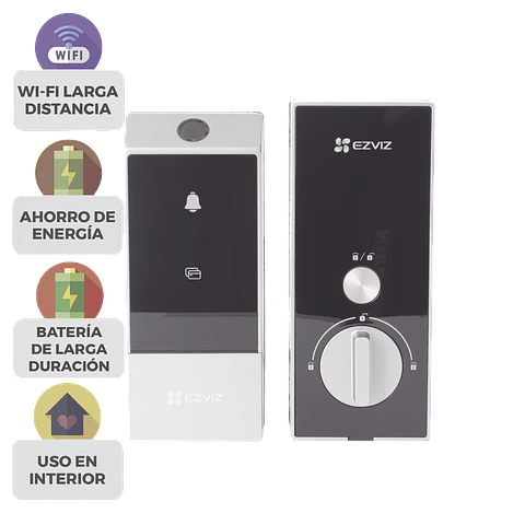 Cerradura Ezviz Inteligente, Apertura Remota, Huella, Tag, Llave Mecanica, Modo de Privacidad Alerta, Control Remoto desde la App, Uso Interior, Modelo: CS-DL04/PRO