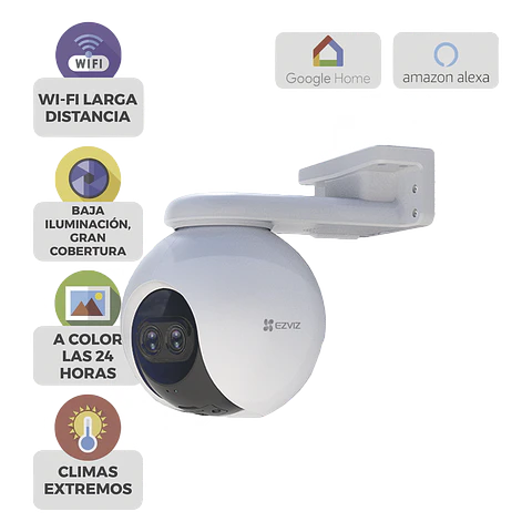 PT Camara Ezviz IP 2 Megapixeles, Lente Dual 2.8 mm y 12 mm, Wi-Fi, Deteccion Humana, Cobertura Visual 360°, 512 GB, Modelo: CSC8PF