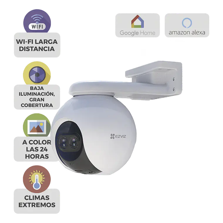PT Camara Ezviz IP 2 Megapixeles, Lente Dual 2.8 mm y 12 mm, Wi-Fi, Deteccion Humana, Cobertura Visual 360°, 512 GB, Modelo: CSC8PF 1