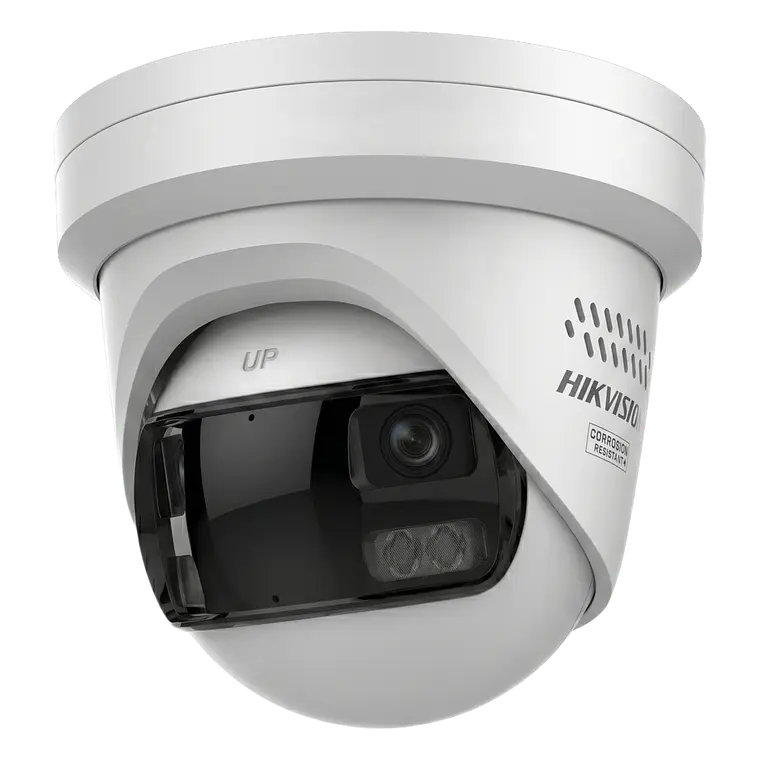 Camara Hikvission Turret IP Panoramica 8 Megapixeles, 180°, Color 24/7, PoE, IP67, ACUSENSE, Proteccion Activa, Luz y Alarma Audible, Modelo: DS-2CD3387G3P-LIHSUY/SL  1