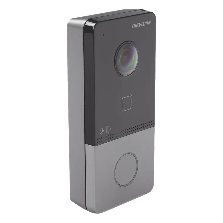 Videoportero IP Hikvision 2 Megapixeles, PoE Estandar, IP65, Apertura desde Hik-connect, Soporta 1 Dpto y 6 Monitores, Tarjetas Mifare, Modelo: DS-KV6113-PE1(C) 1