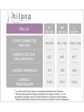 Guia de tallas y políticas de cambio.