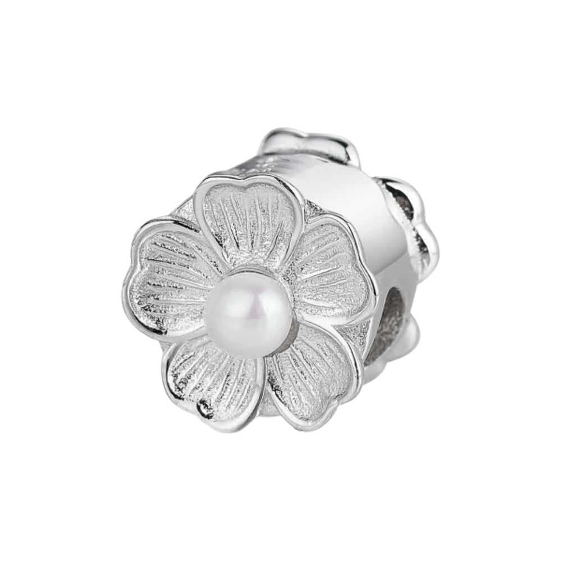 Abalorio flor plata 1