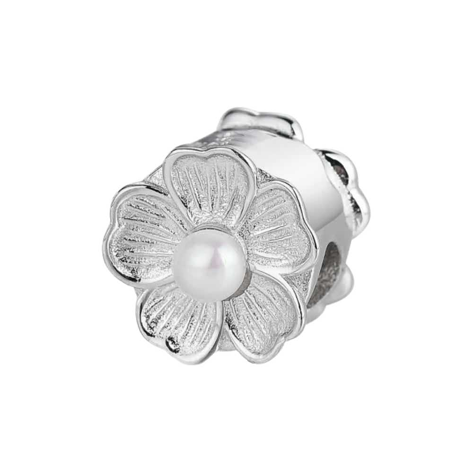 Silver flower bead 1