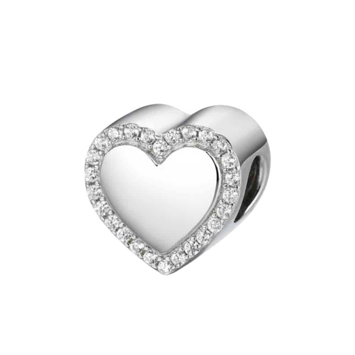 Abalorio corazón con circonitas plata 1