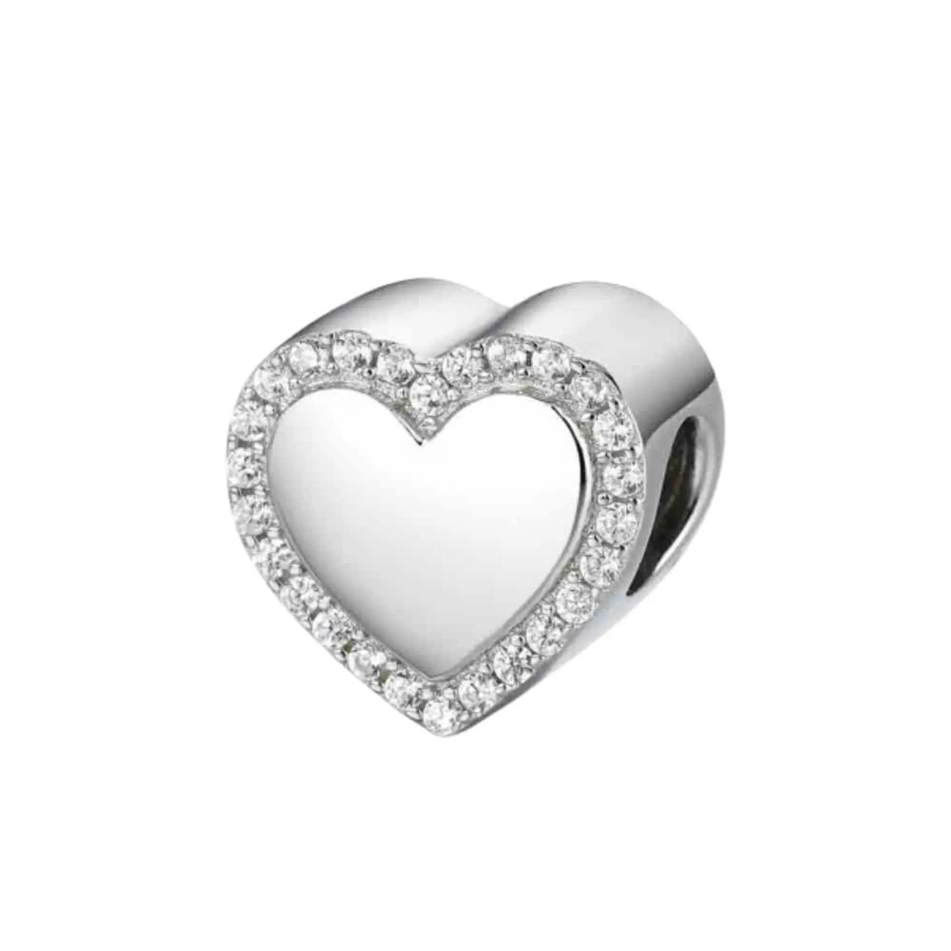 Abalorio corazón con circonitas plata 1