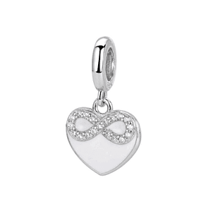 Abalorio corazón con infinito esmalte plata 