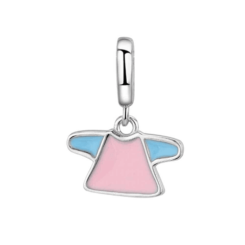 Abalorio camiseta bebé esmalte plata 