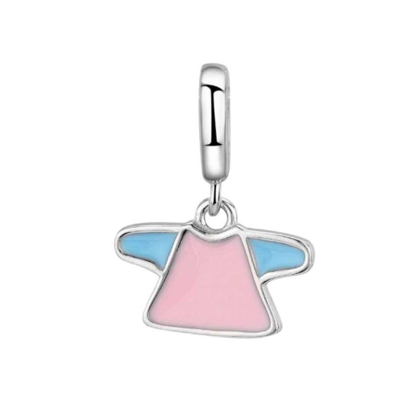 Abalorio camiseta bebé esmalte plata  1