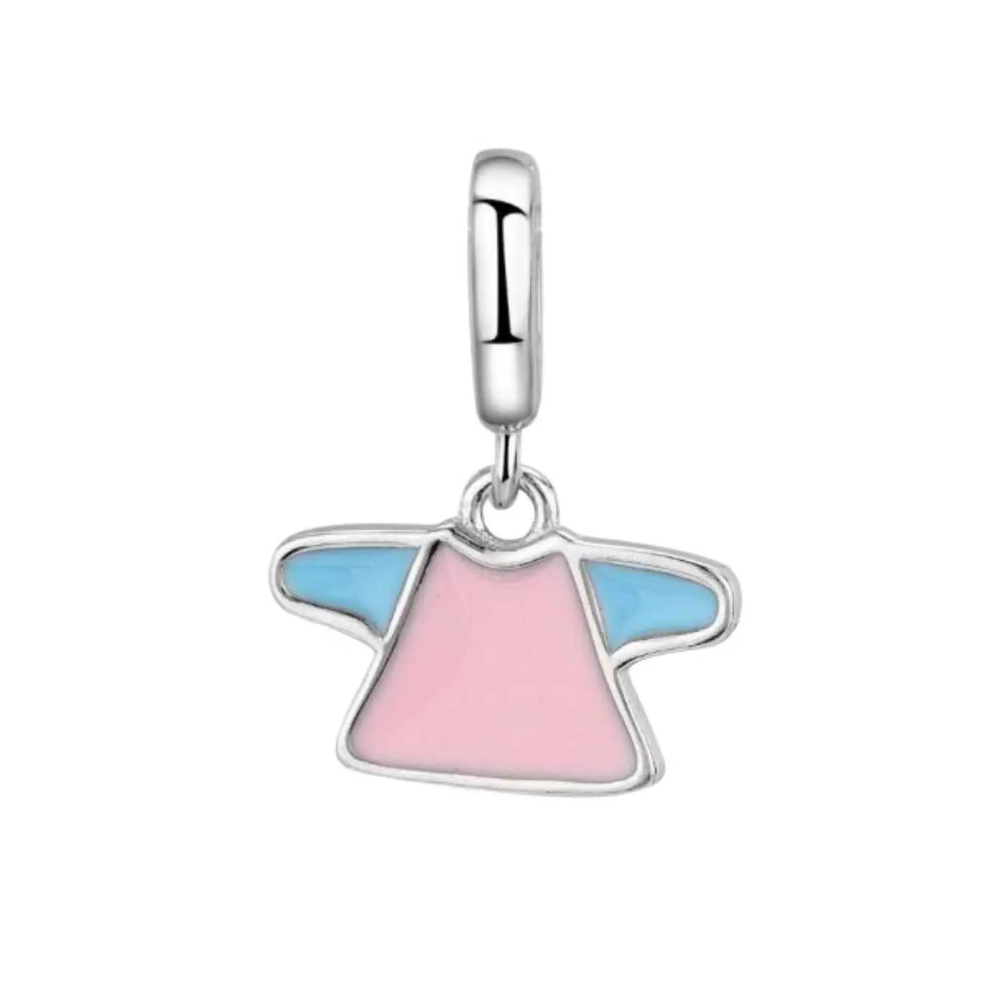 Abalorio camiseta bebé esmalte plata  1