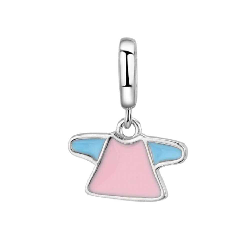 Abalorio camiseta bebé esmalte plata  1