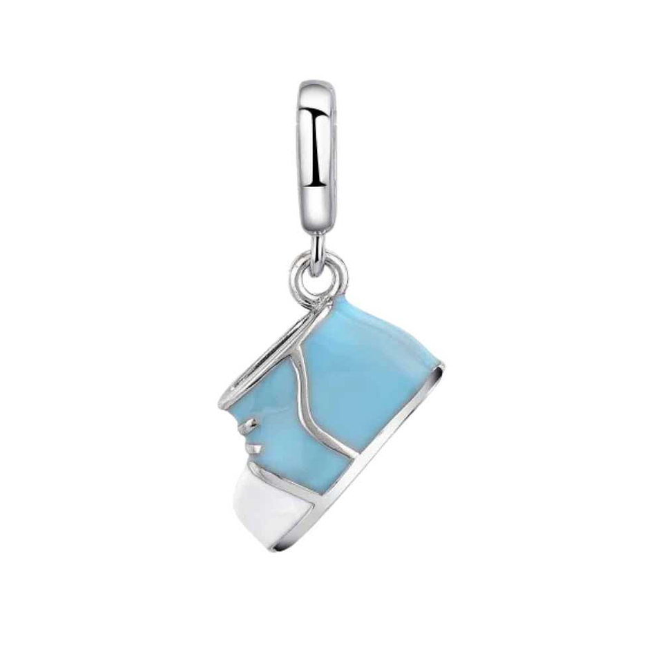 Baby boot charm, enamel, silver. 1