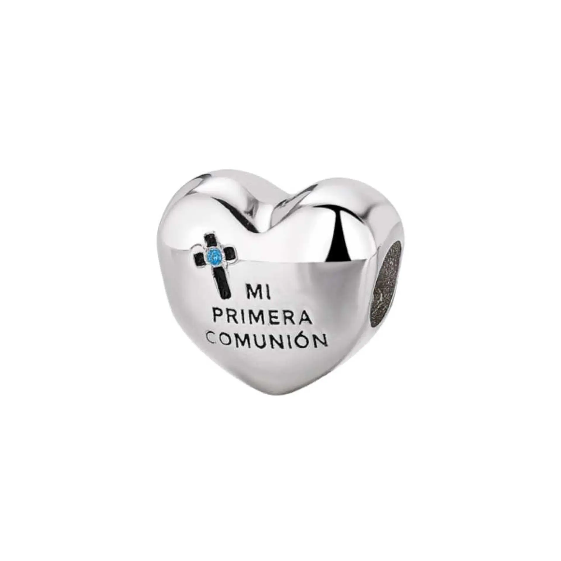 Abalorio corazón primera comunión plata 1