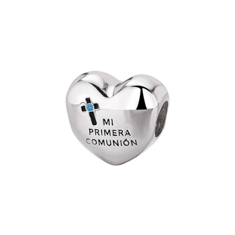 Abalorio corazón primera comunión plata 1