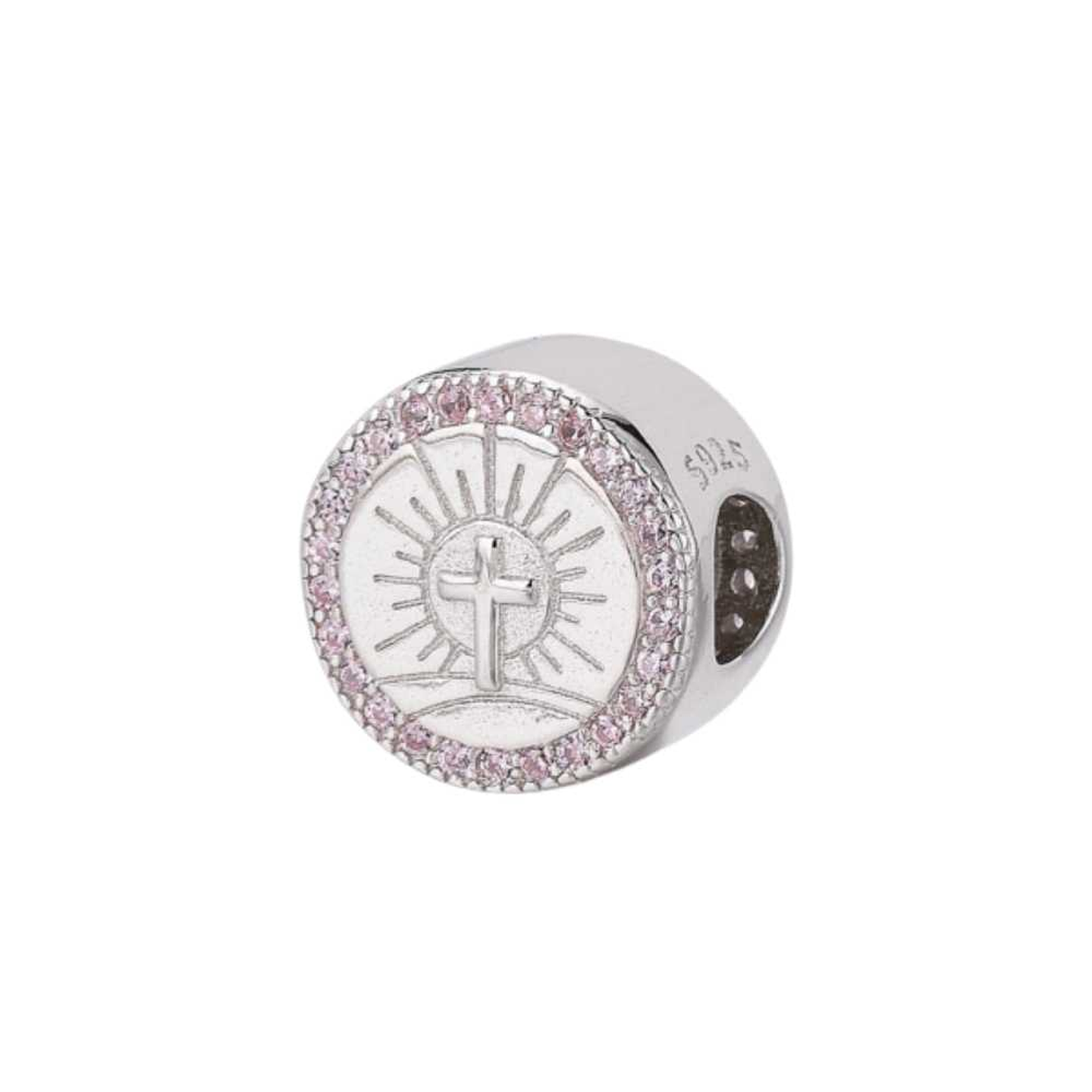 Abalorio disco con cruz plata 1