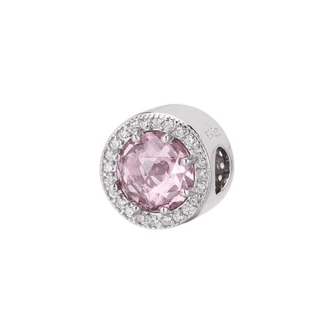 Pink silver disc bead