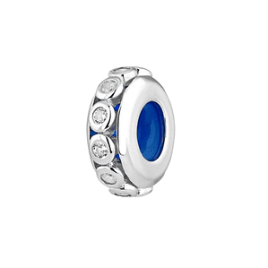 Adjustable bead and silicone with silver zircons 