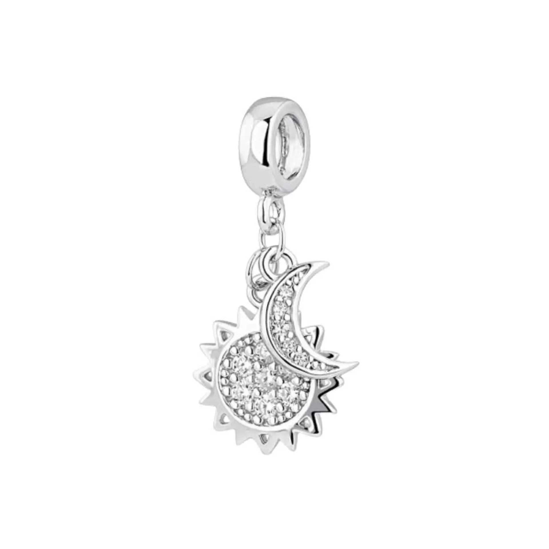 Silver sun and moon bead 1