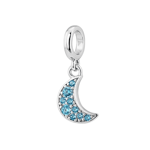 Silver blue moon bead