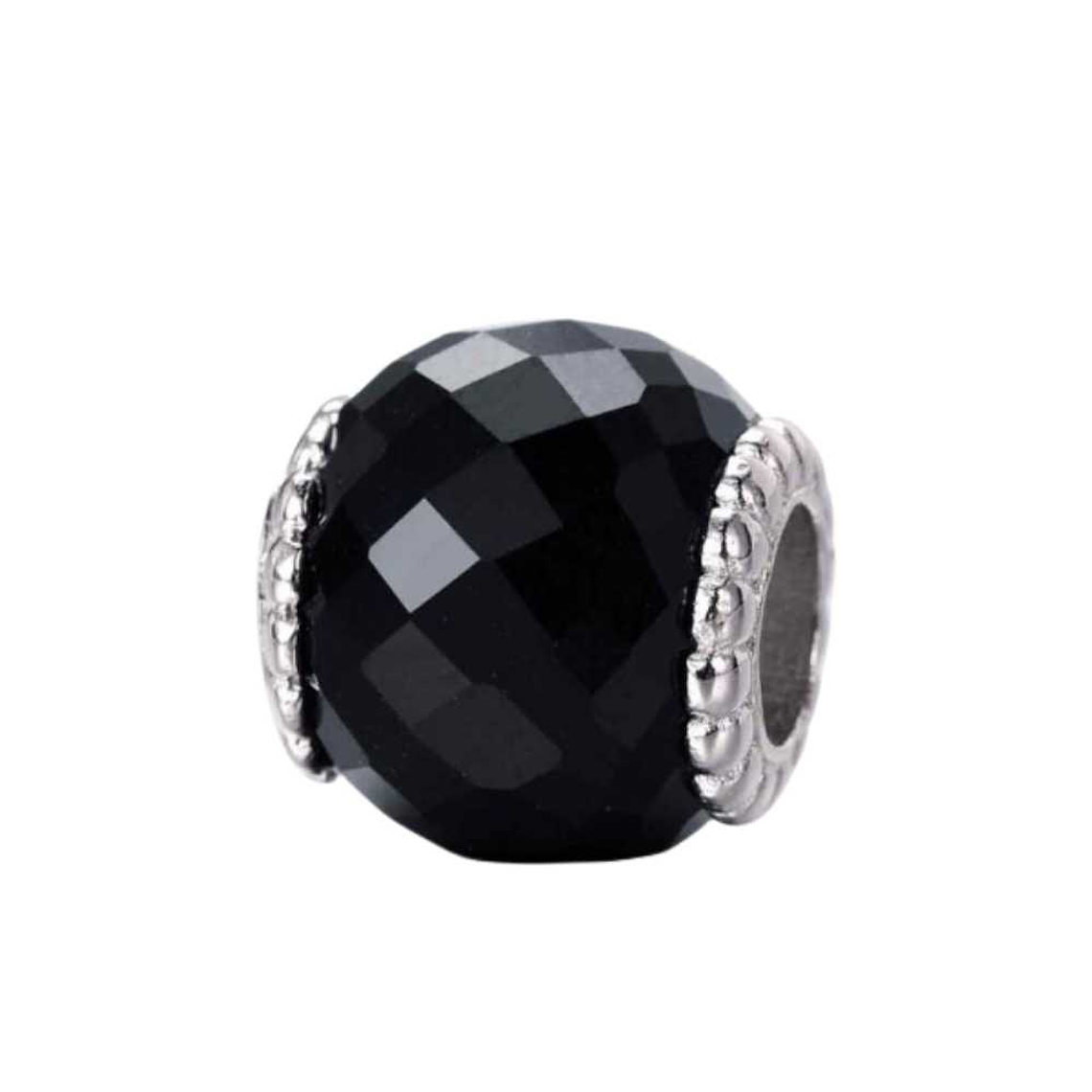 Abalorio murano negro facetado plata 1