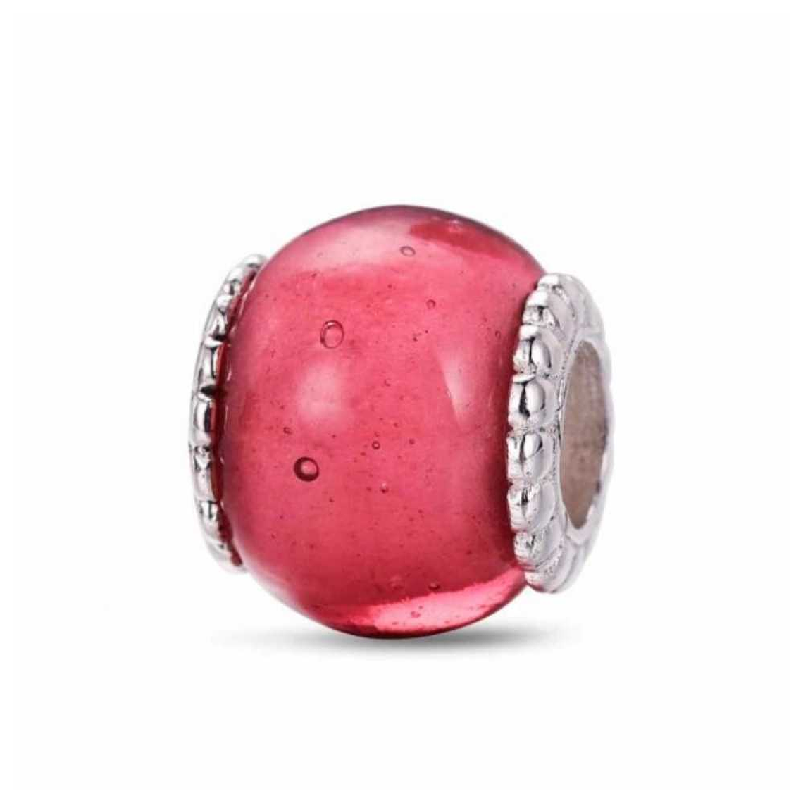 Abalorio murano rosa plata 1