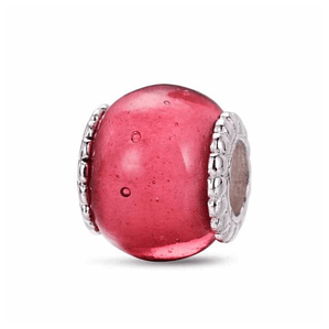 Abalorio murano rosa plata