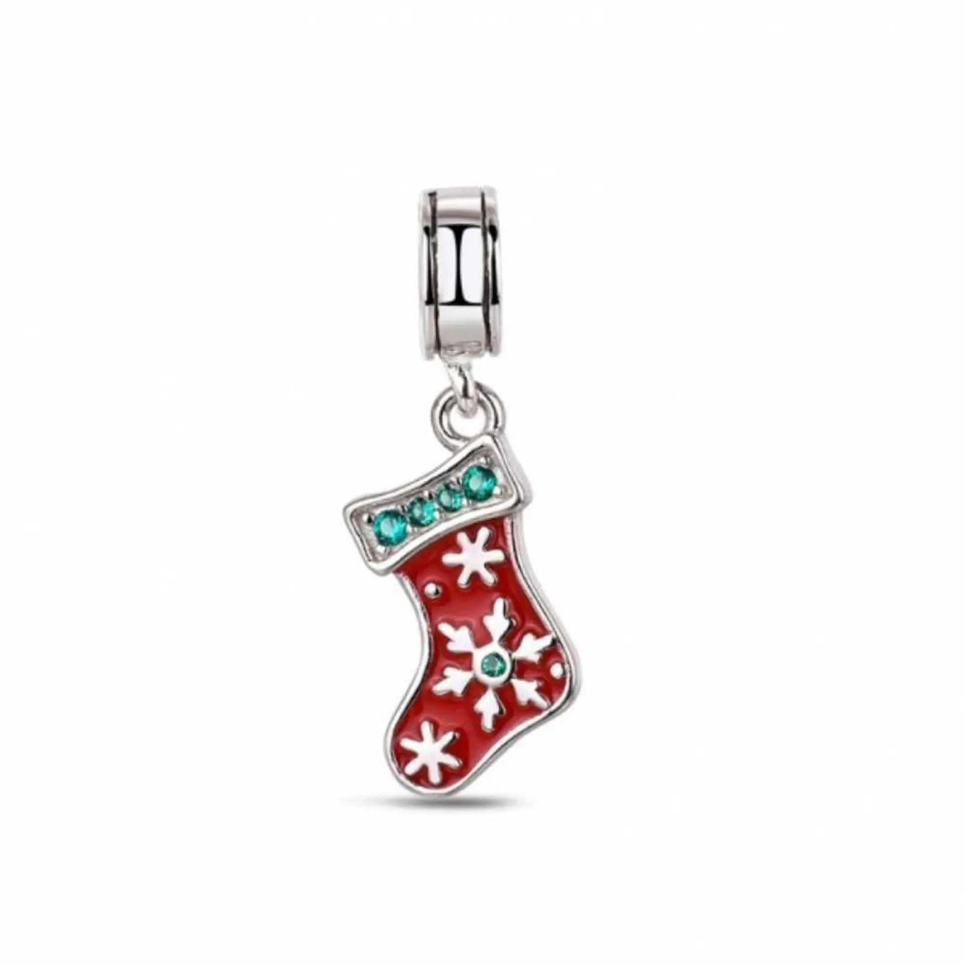 Christmas stocking charm, enamel, silver. 1