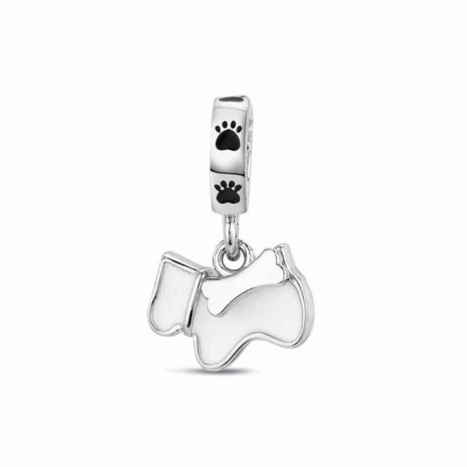 Abalorio perro esmalte plata 1