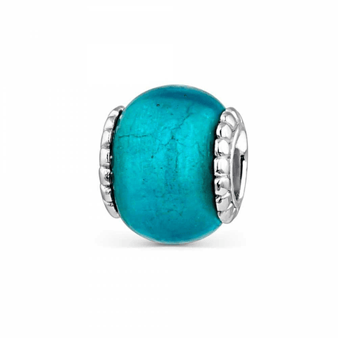 Turquoise and silver Murano bead