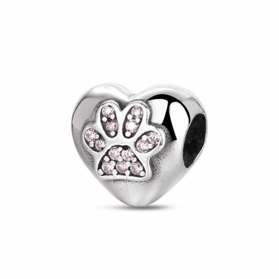 Abalorio corazón con huella plata 1