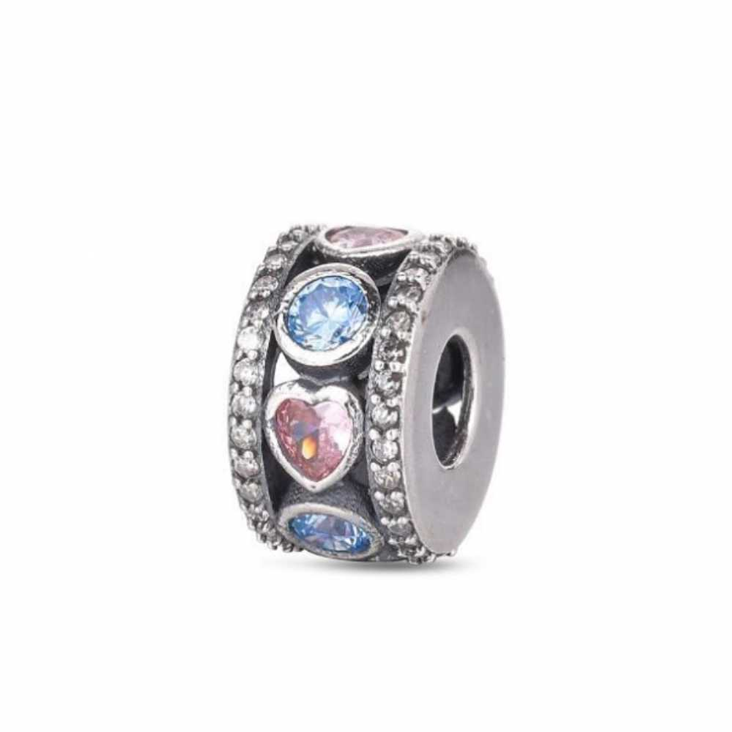 Abalorio disco multicolor plata 1