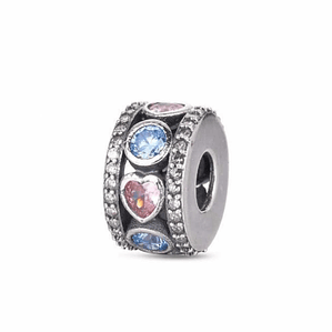 Abalorio disco multicolor plata