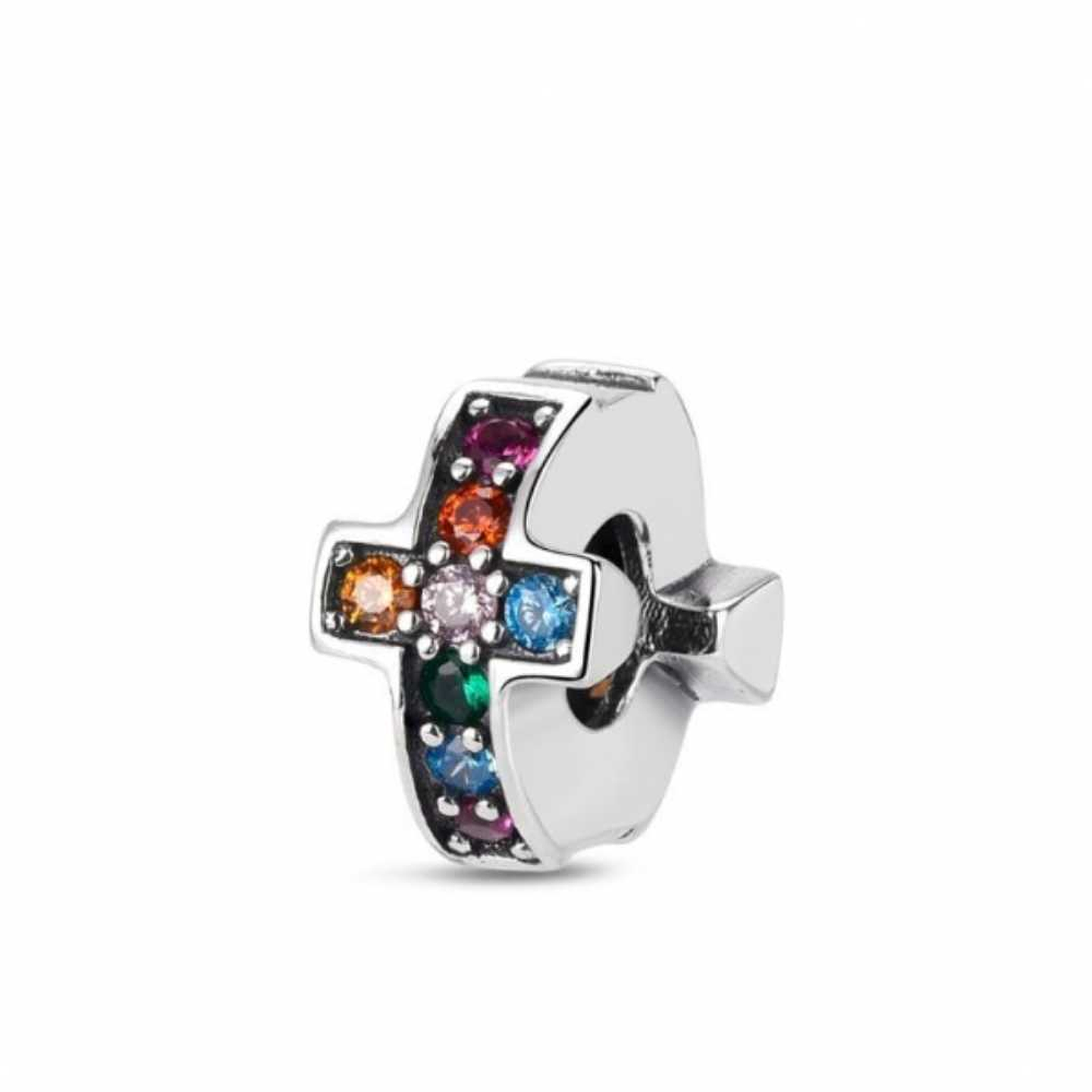Silver multicolor cross bead 1
