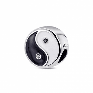 Abalorio ying yang esmalte plata