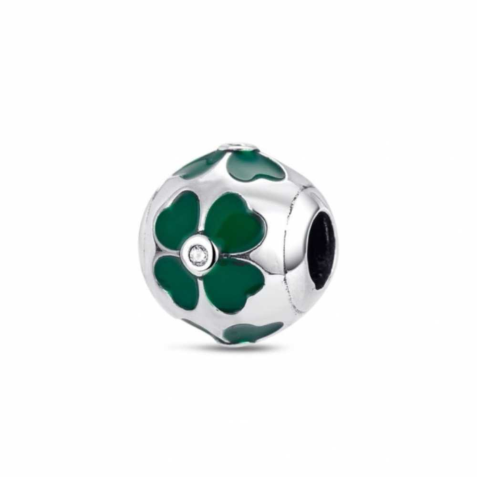 Abalorio trébol esmalte plata 1