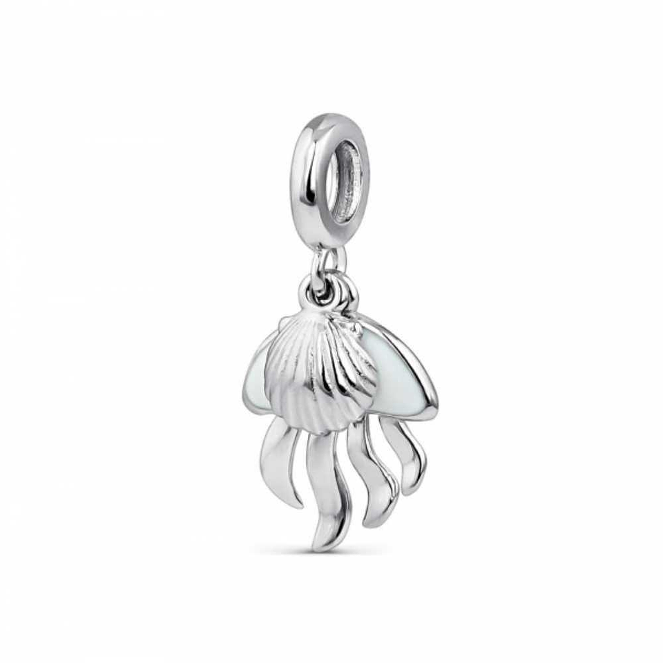 Enamel jellyfish bead with silver shell 1
