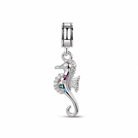 Silver seahorse bead