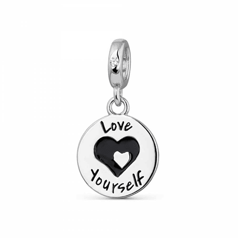 Silver disc charm "love yourself"