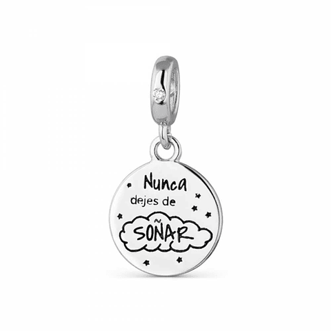 Abalorio, never stop dreaming, silver.