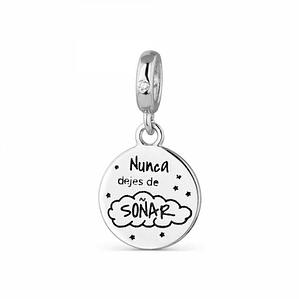 Abalorio nunca dejes de soñar plata