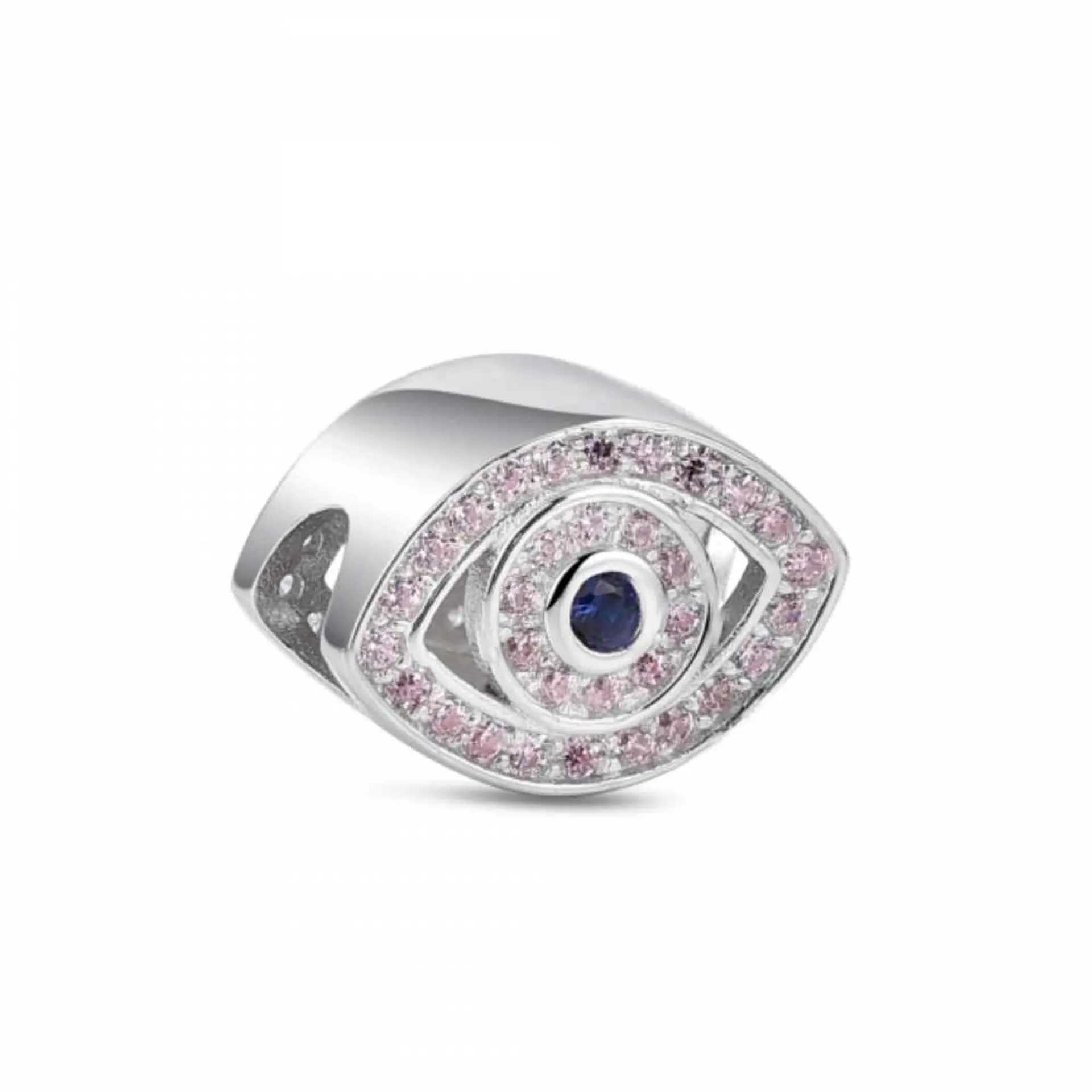 Silver cubic zirconia eye bead 1