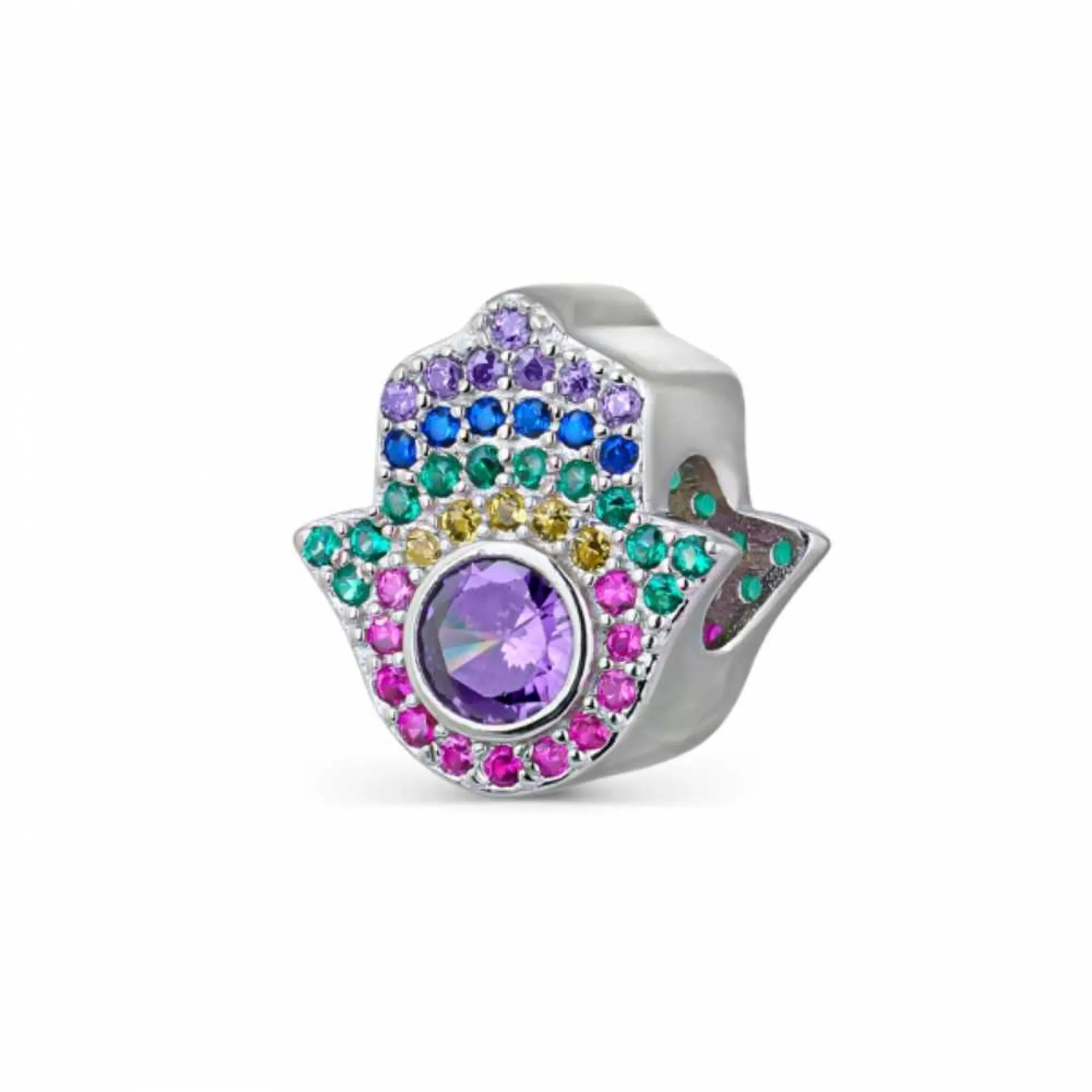 Multicolor silver hamsa charm 1