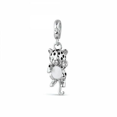 Silver leopard cub bead