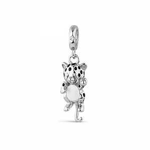 Abalorio leopardo cachorro plata