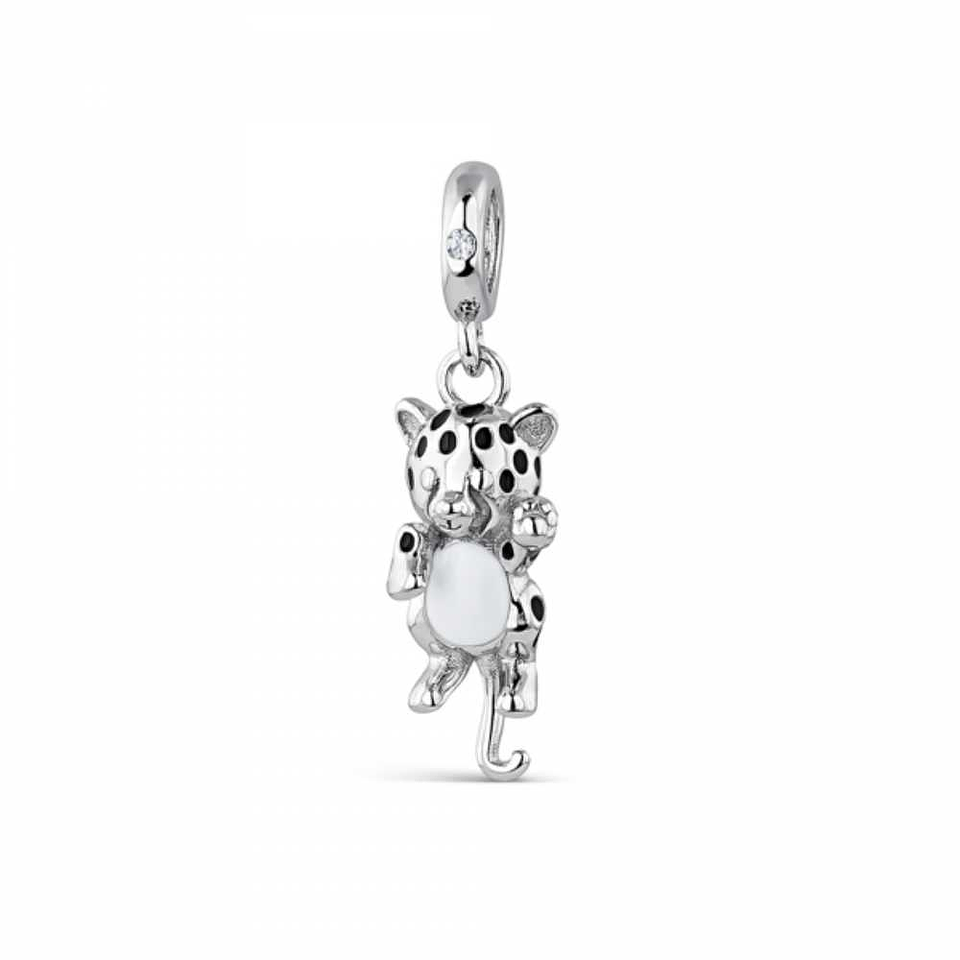 Silver leopard cub bead 1